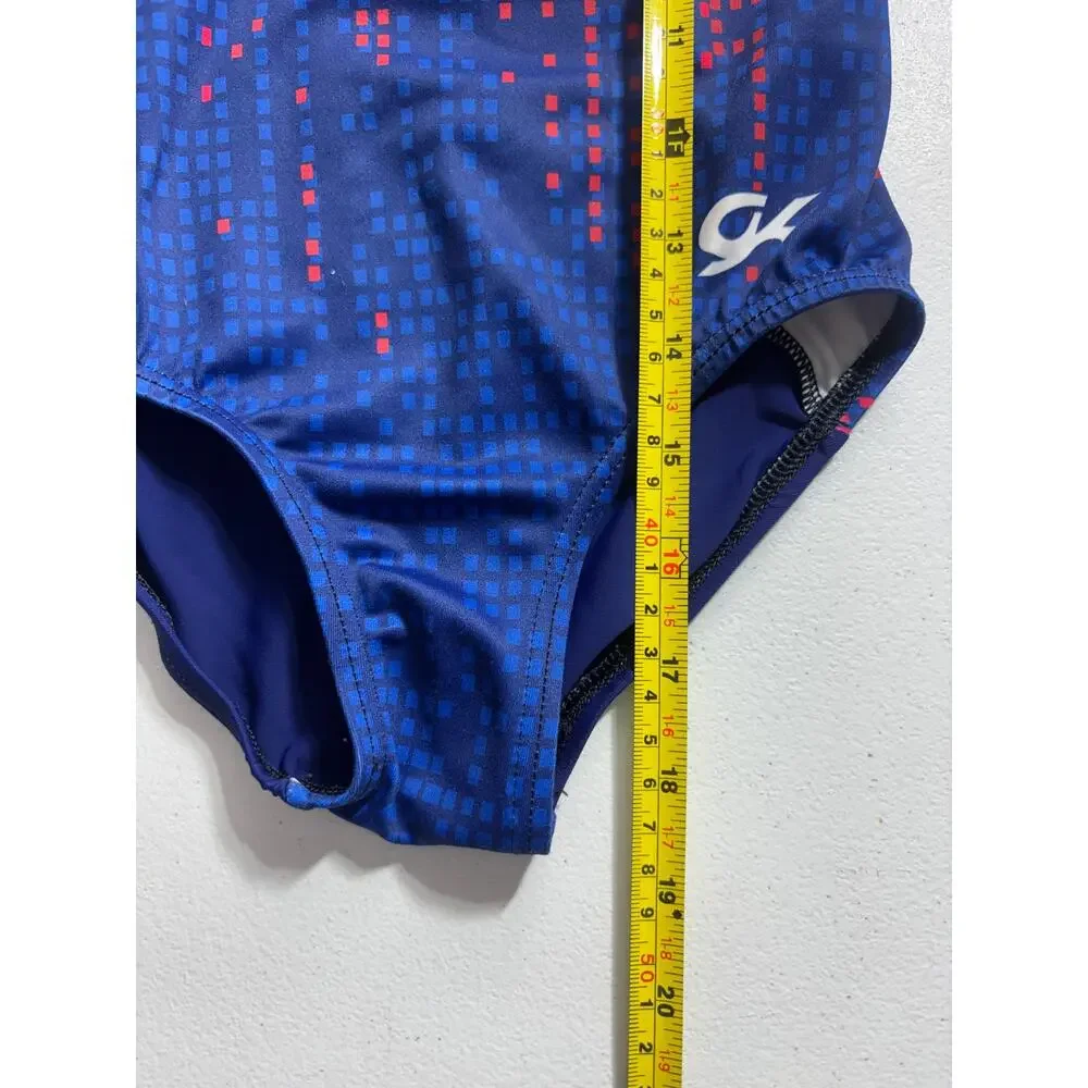 GK Gymnastics Blue and Orange Geometric leotard Size Child Medium